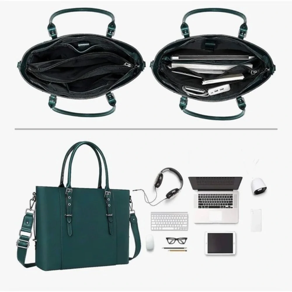 Mosiso Vegan Laptop Bag Shoulder‎ Bag Laptop Bag Teal Blue/Green New